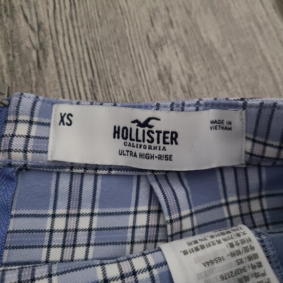 Hollister Ultra High-Rise Plaid Mini Skirt Blue White Size Women's XS - Picture 8 of 11